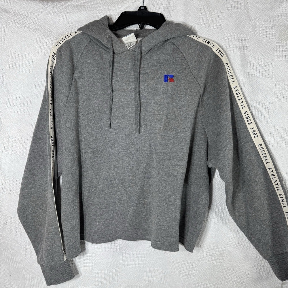 Russell Athletics Womens Cropped Hoodie Gray XL